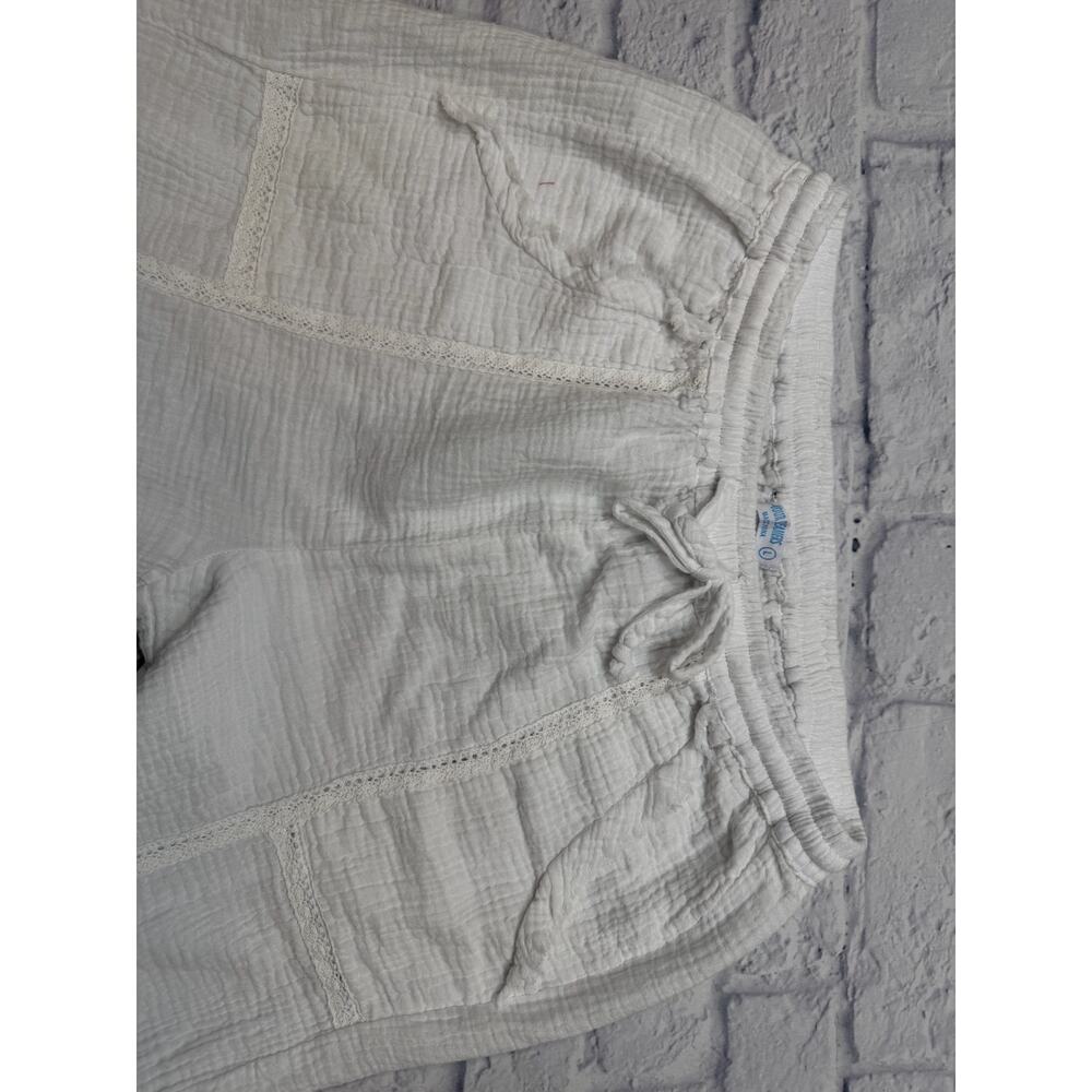 4 Our Dreamers Cropped Pants Gauzy White Elastic Waist Beach Pool Pants Coverup - Picture 2 of 3